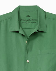 Big &amp; Tall Harbor Luxe Silk Camp Shirt - Deep Grass Green