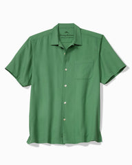 Big &amp; Tall Harbor Luxe Silk Camp Shirt - Deep Grass Green