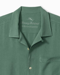 Big &amp; Tall Harbor Luxe Silk Camp Shirt - Dark Spa
