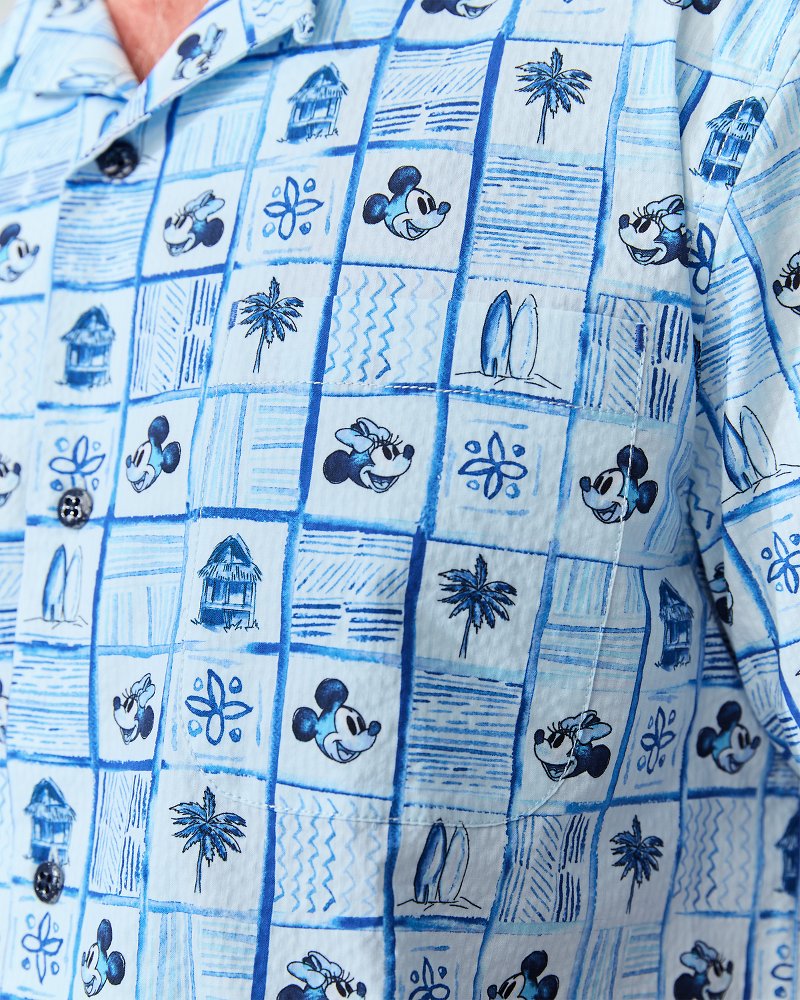 Big &amp; Tall Disney Nova Wave Retro Mosaic Cotton-Blend Shirt - Blue Splash