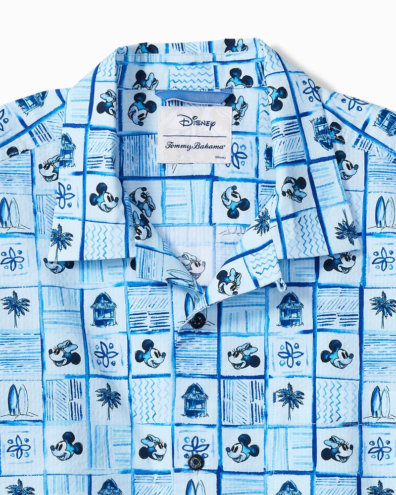Big &amp; Tall Disney Nova Wave Retro Mosaic Cotton-Blend Shirt - Blue Splash