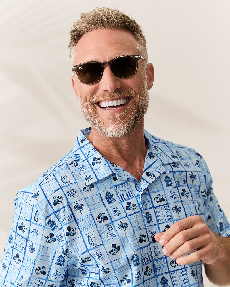Big &amp; Tall Disney Nova Wave Retro Mosaic Cotton-Blend Shirt - Blue Splash