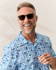 Big &amp; Tall Disney Nova Wave Retro Mosaic Cotton-Blend Shirt - Blue Splash