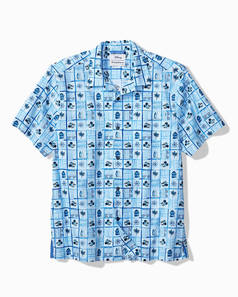 Big &amp; Tall Disney Nova Wave Retro Mosaic Cotton-Blend Shirt - Blue Splash