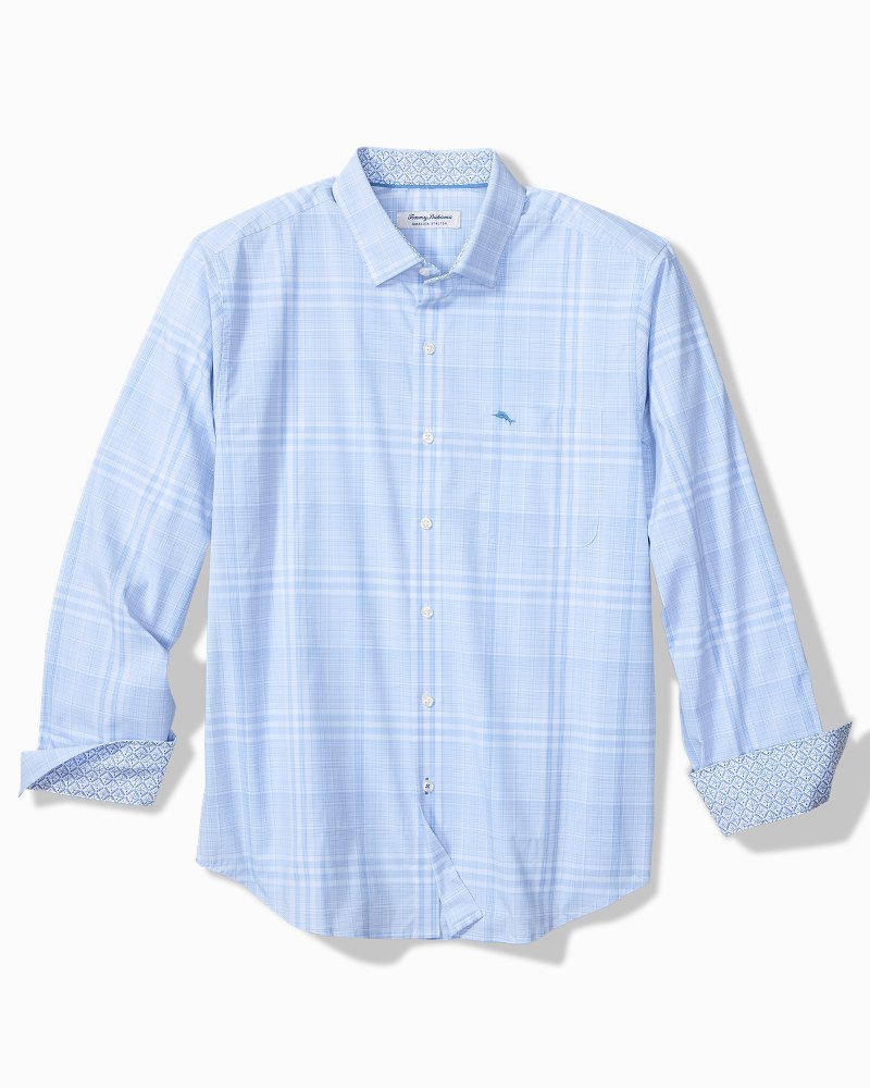 Big &amp; Tall Sarasota Stretch Porto Plaid IslandZone Shirt - Rococo Blue