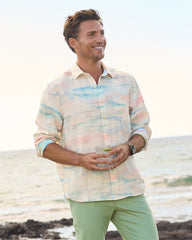 Big &amp; Tall Desert Sky Linen Long-Sleeve Shirt - Bellini