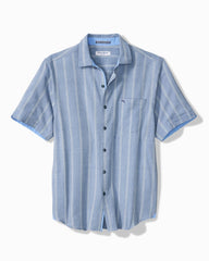 Big &amp; Tall Nova Wave Cotton-Blend Short-Sleeve Shirt - Dockside Blue