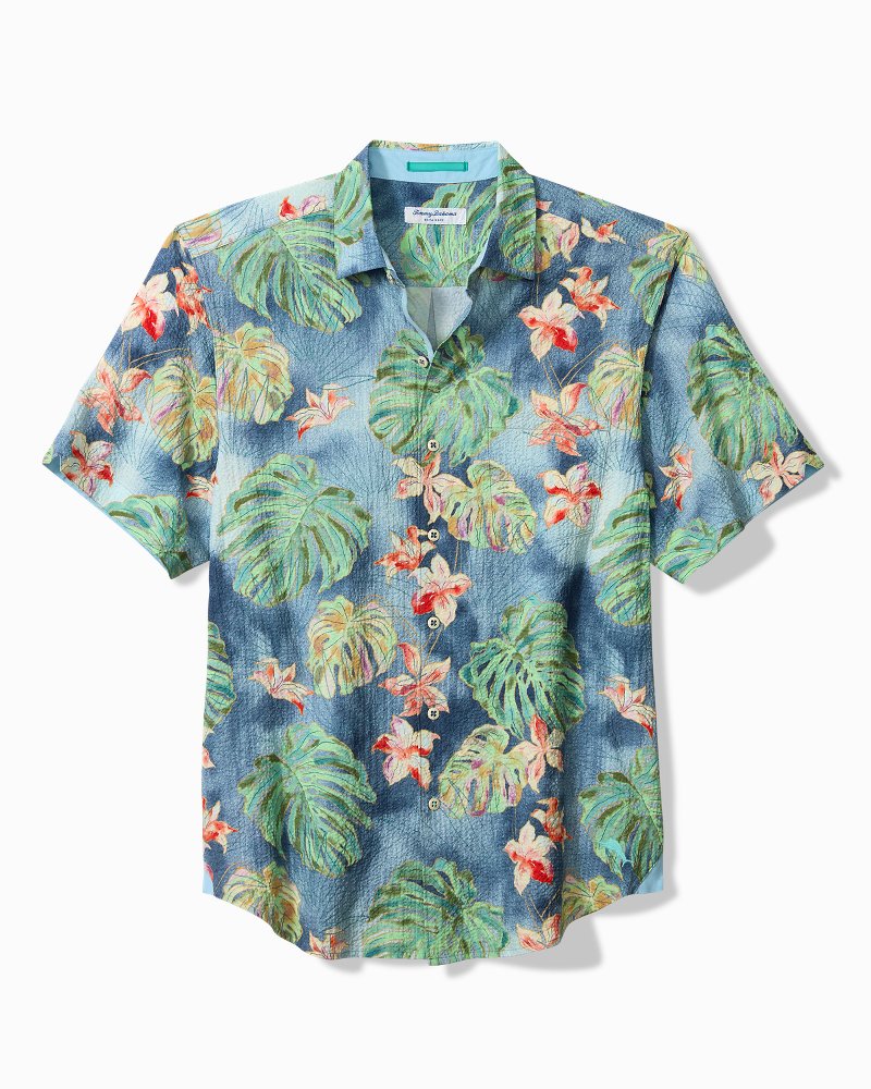 Big &amp; Tall Nova Wave Mira Jungle Cotton-Blend Shirt - Bering Blue