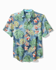 Big &amp; Tall Nova Wave Mira Jungle Cotton-Blend Shirt - Bering Blue