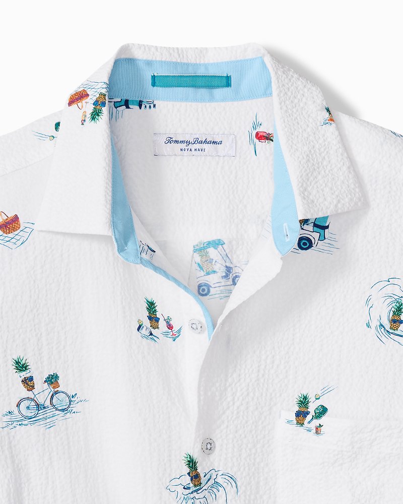 Big &amp; Tall Nova Wave Pineapple Pete Cotton-Blend Shirt - White