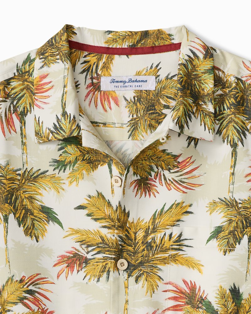 Big &amp; Tall Coastal Ease Palm Voyage IslandZone Camp Shirt - Racing Green