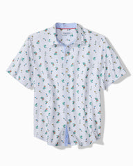 Big &amp; Tall Coastal Ease Fiesta Fizz IslandZone Camp Shirt - Oceana Blue