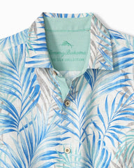 Big &amp; Tall Palm Dancer Silk Camp Shirt - Banff Blue