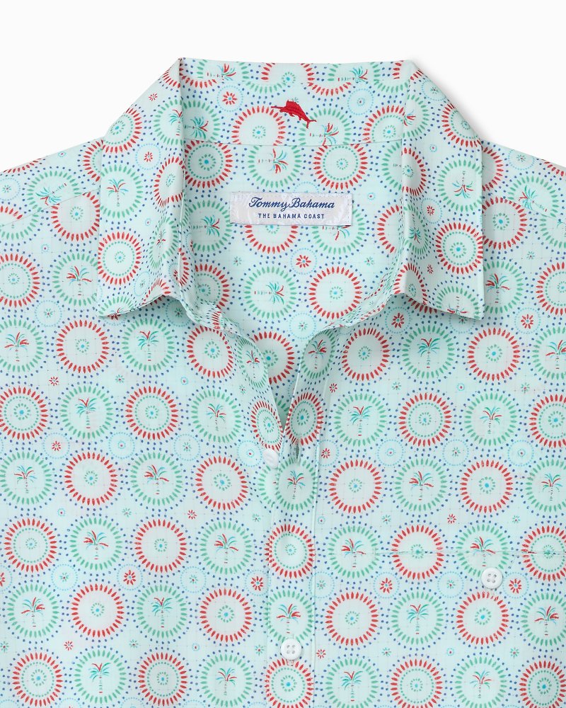 Big &amp; Tall Bahama Coast Retro Palms IslandZone Shirt - Green Spiza
