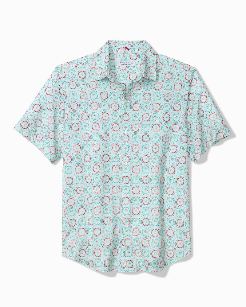 Big &amp; Tall Bahama Coast Retro Palms IslandZone Shirt - Green Spiza