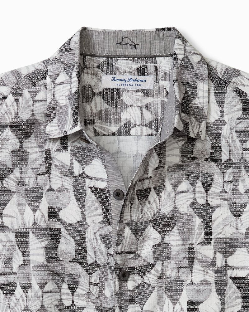 Big &amp; Tall Coastal Ease Fizz &amp; Fronds IslandZone Camp Shirt - Graphite Gray