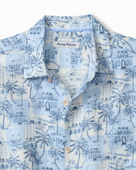 Big &amp; Tall Seaside Avenue Linen Camp Shirt - Norse Blue