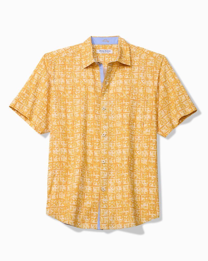 Big &amp; Tall Coastal Ease Carrico Tiles IslandZone Camp Shirt - Sunshine