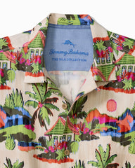 Big &amp; Tall Cabana Skies Silk Camp Shirt - Palm Moss