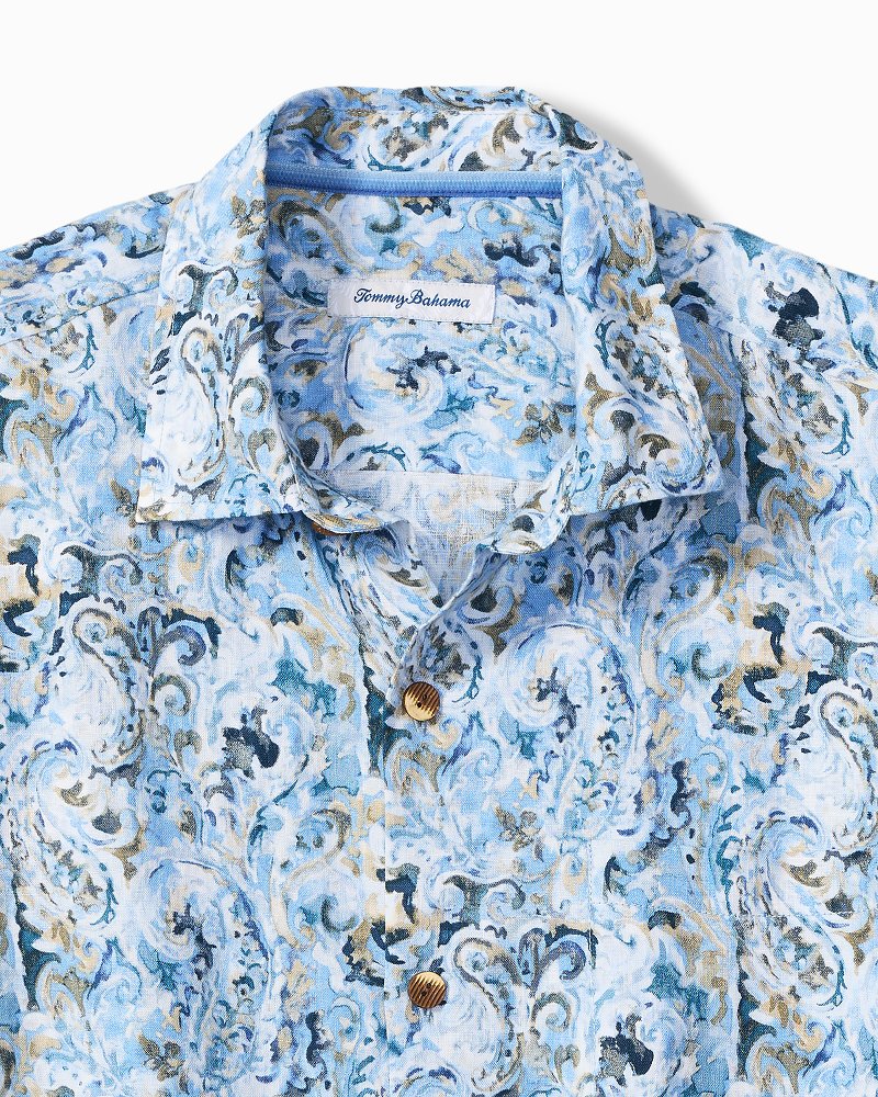 Big &amp; Tall Tidal Echoes Linen Long-Sleeve Shirt - Clear Sky Blue