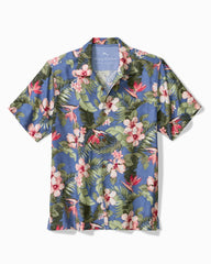 Big &amp; Tall Flora Festival Silk Camp Shirt - Peachy Sweet