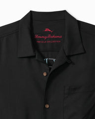 Big &amp; Tall Sailor's Swirl Silk Camp Shirt - Matte Black