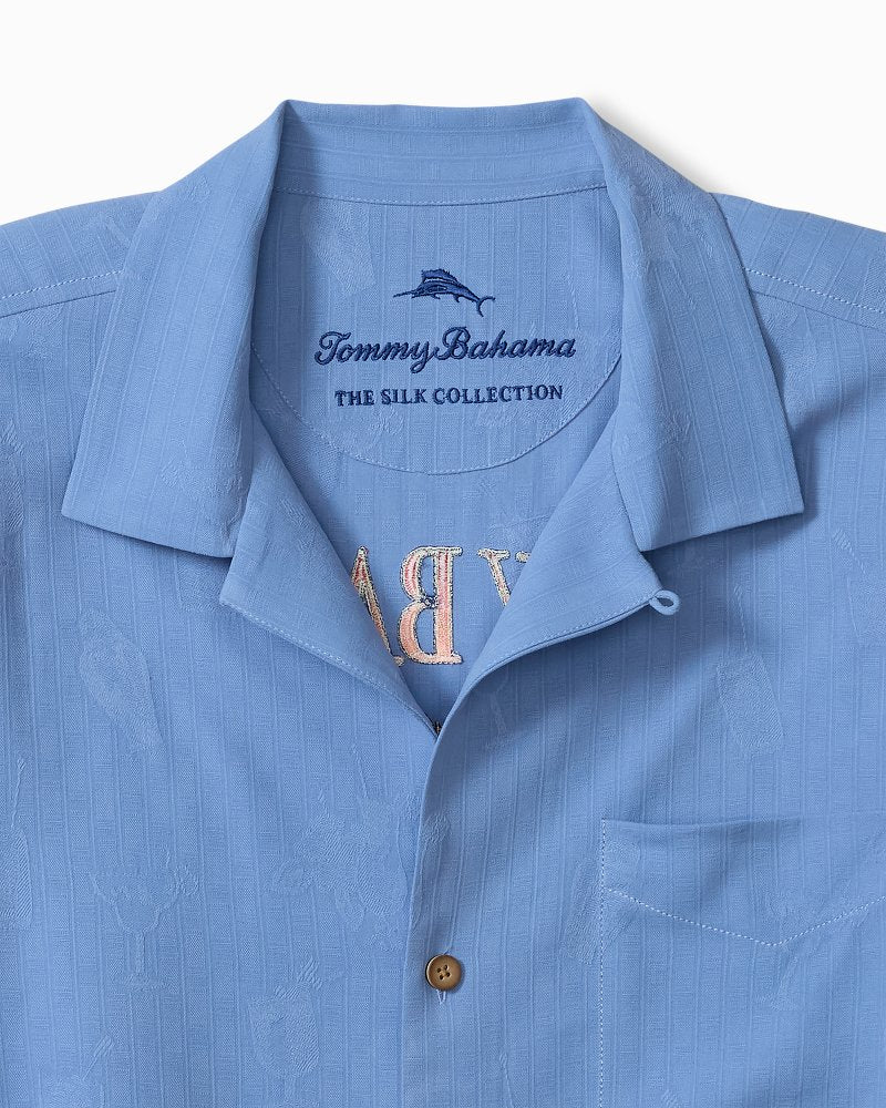 Big &amp; Tall Hangin' With the Guys Silk Camp Shirt - French Blue