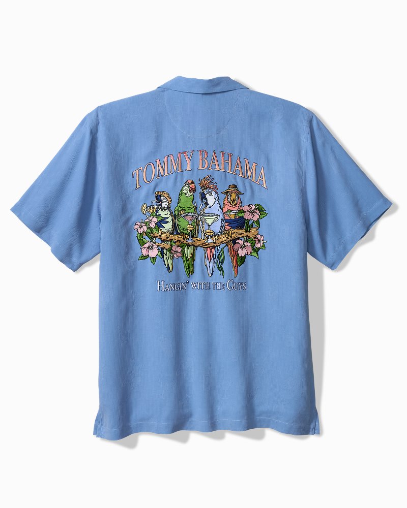 Big &amp; Tall Hangin' With the Guys Silk Camp Shirt - French Blue