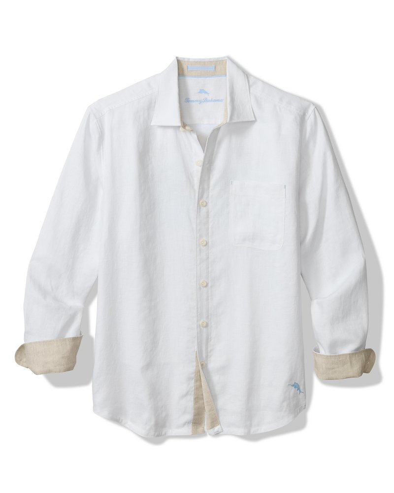 Big &amp; Tall The Marlin Bar Breezer Linen Long-Sleeve Shirt - Blue Stream