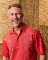 Big &amp; Tall Kona Luxe Border Silk Camp Shirt - Baked Apple