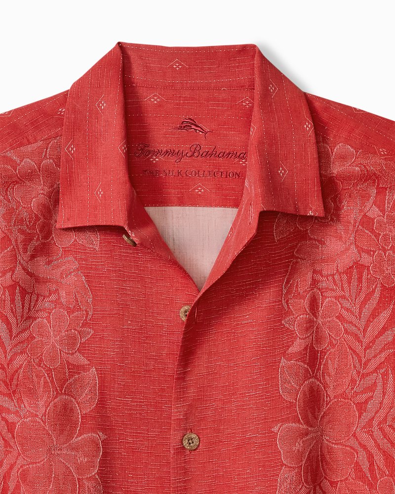 Big &amp; Tall Kona Luxe Border Silk Camp Shirt - Baked Apple