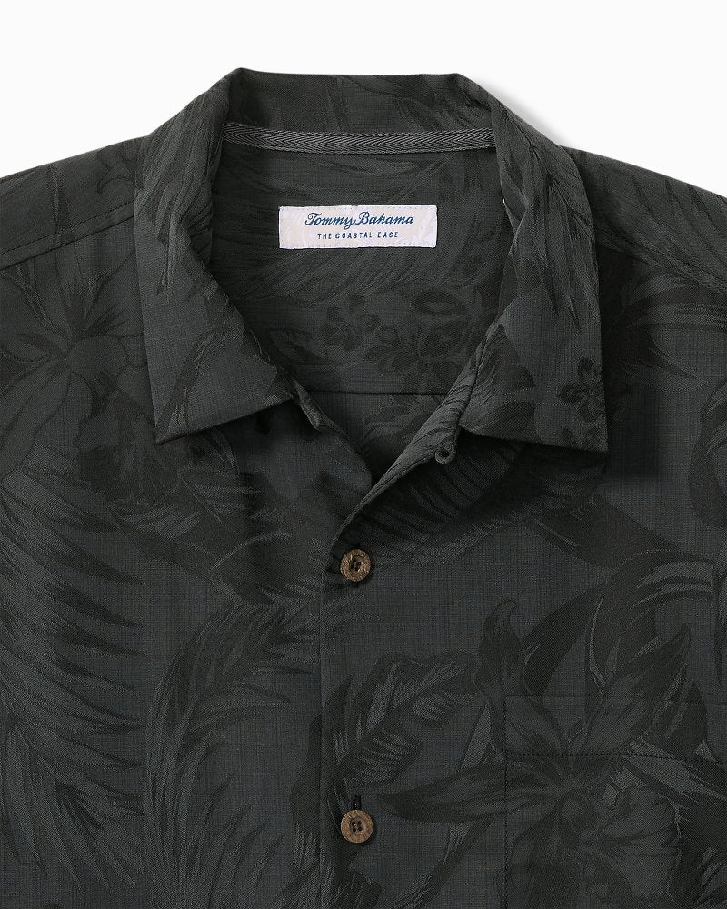 Big &amp; Tall Coastal Ease Botanic Loom IslandZone Camp Shirt - Black