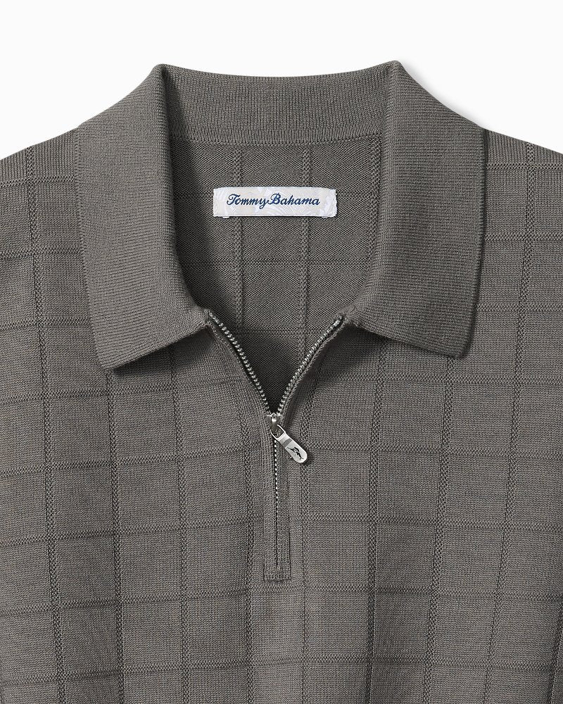 Big &amp; Tall Coolside Quarter-Zip IslandZone Polo - Spa Stone