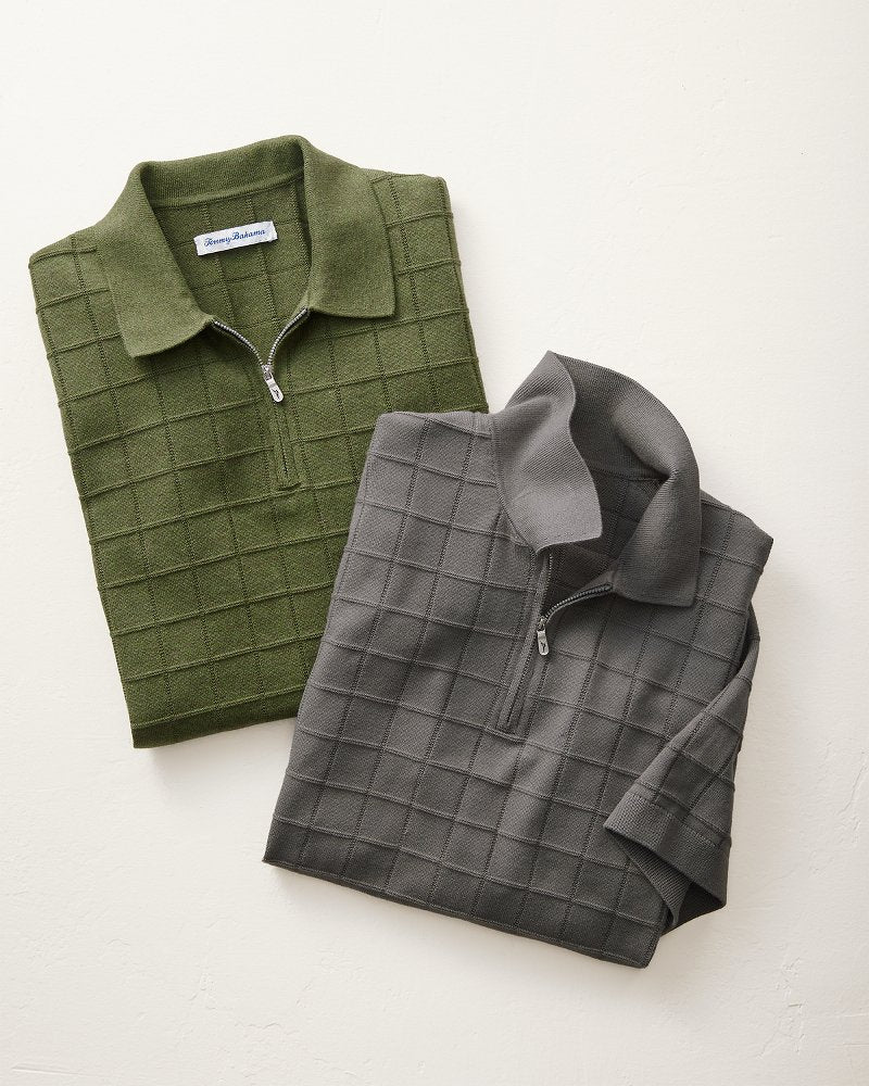 Big &amp; Tall Coolside Quarter-Zip IslandZone Polo - Spa Stone