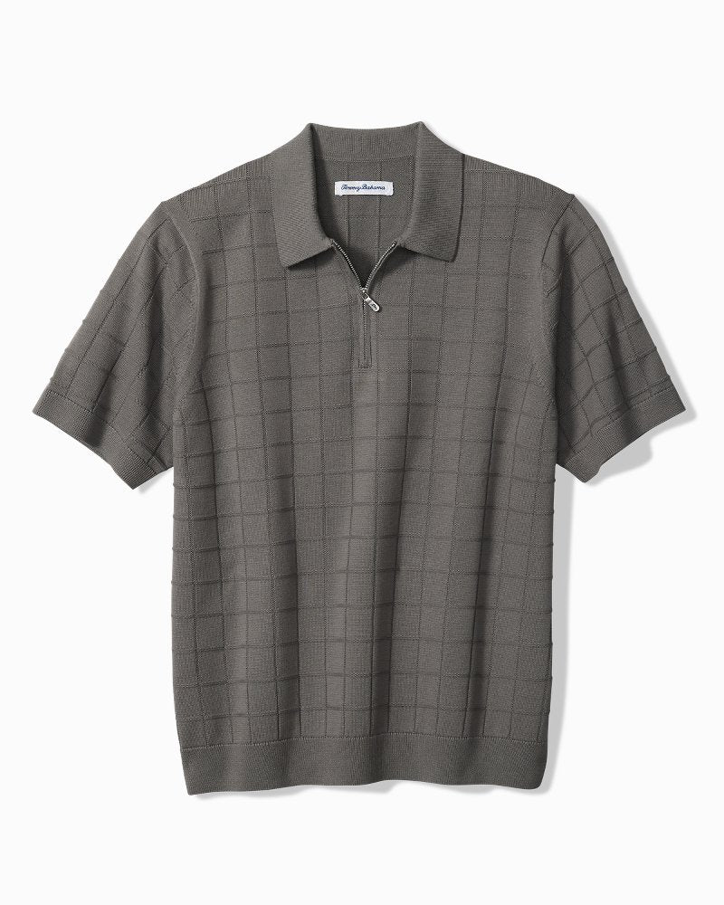 Big &amp; Tall Coolside Quarter-Zip IslandZone Polo - Spa Stone