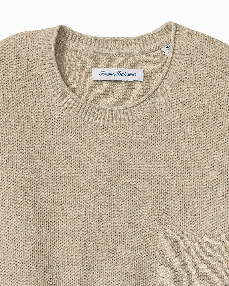 Big &amp; Tall Salthill Pocket Cotton-Blend Crew Sweater - Oatmeal Heather