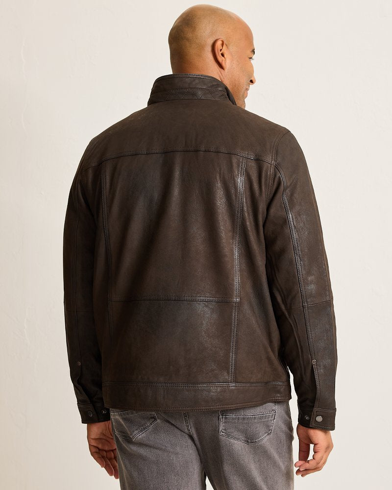 Big &amp; Tall Highland Rocker Leather Jacket - Dark Brown