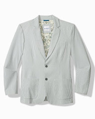 Big &amp; Tall Nova Wave Stretch-Seersucker Sand Stripe Blazer - Glass Bottle