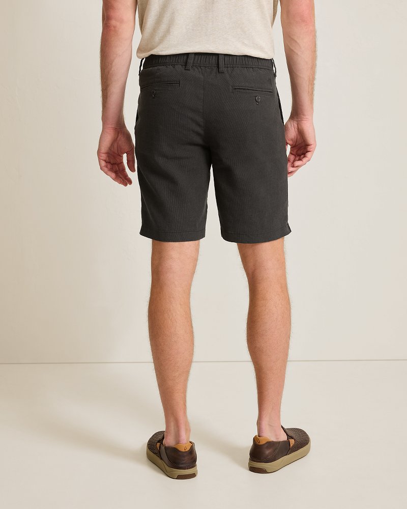 Big &amp; Tall Isla Sands Stripe Stretch-Linen Shorts - Black