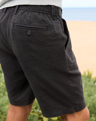 Big &amp; Tall Isla Sands Stripe Stretch-Linen Shorts - Black