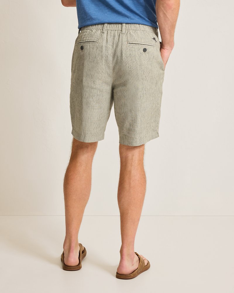 Big &amp; Tall Isla Sands Stripe Stretch-Linen Shorts - Beach