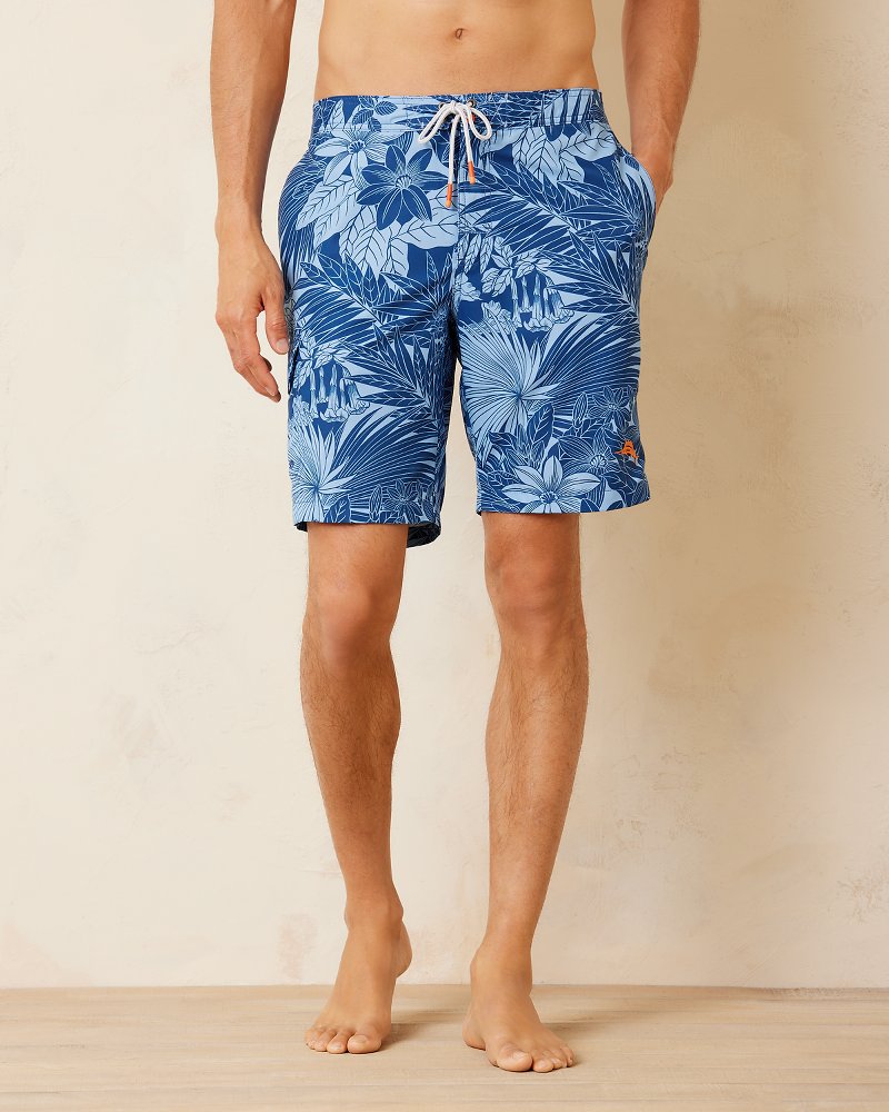 Big &amp; Tall Baja Santiago Palms Boardshorts - Dark Blue Muse