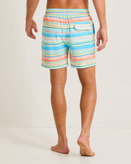 Big &amp; Tall Naples Sand &amp; Stripes Swim Trunks - Turquoise Haze
