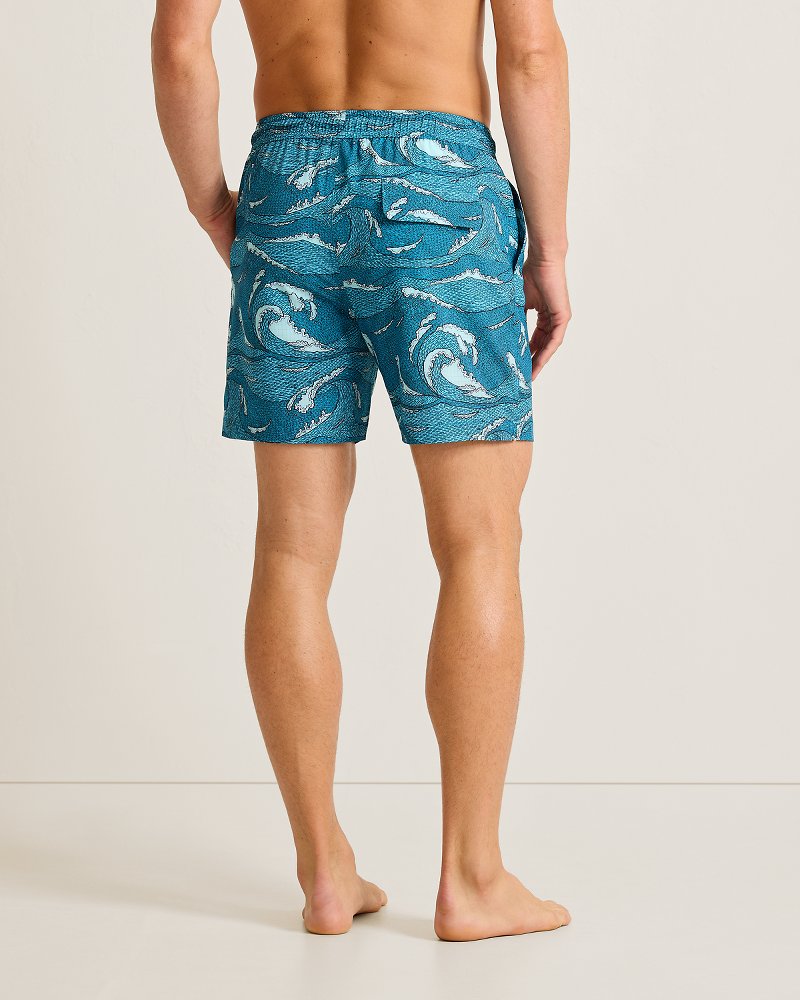 Big &amp; Tall Naples Wavescape Oasis Swim Trunks - Continental