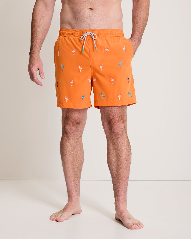 Big &amp; Tall Naples Flamingle Swim Trunks - Jaffa Orange