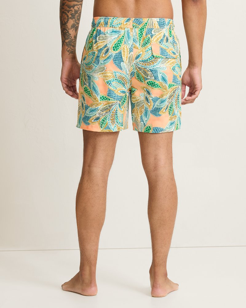 Big &amp; Tall Naples Fuego Tropics Swim Trunks - White Peach