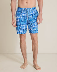 Big &amp; Tall Baja Fizz &amp; Fronds Boardshorts - Grape Pools