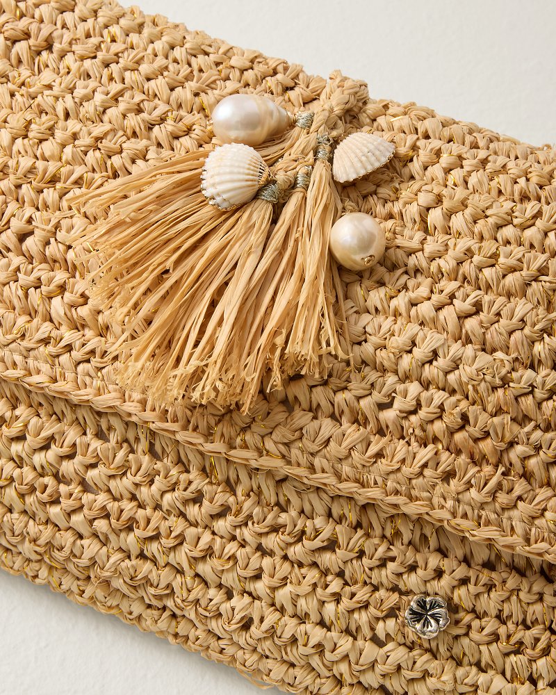 Chastanet Crochet Raffia Clutch - Natural