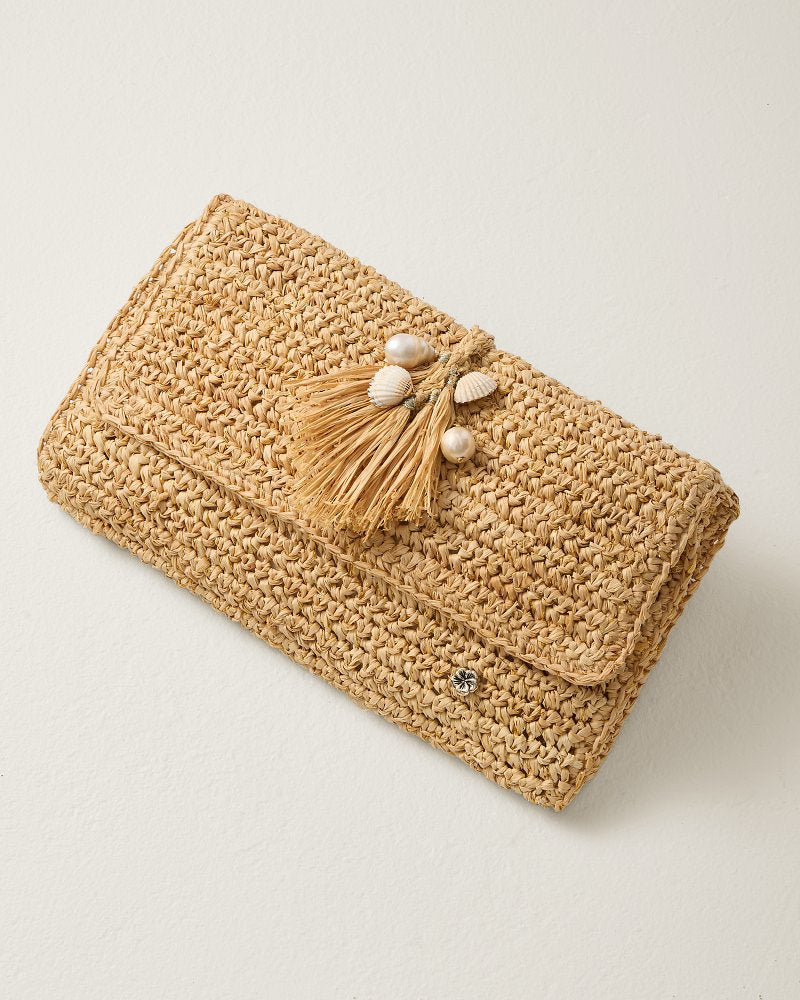 Chastanet Crochet Raffia Clutch - Natural