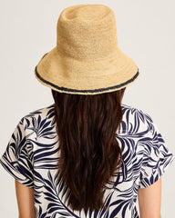 Crochet Stripe Bucket Hat - Natural/Black